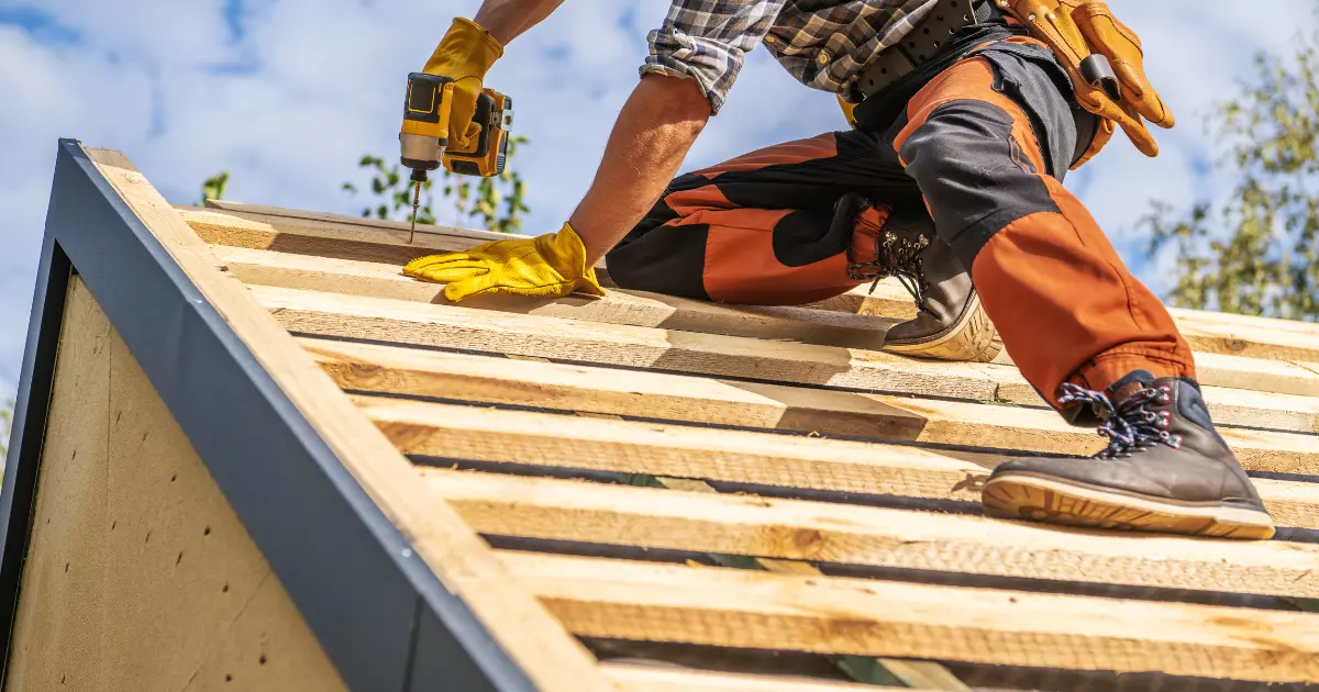 A person working on a roof